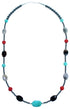 Multicolor And Sterling Silver Southwest Bead Necklace SX114947